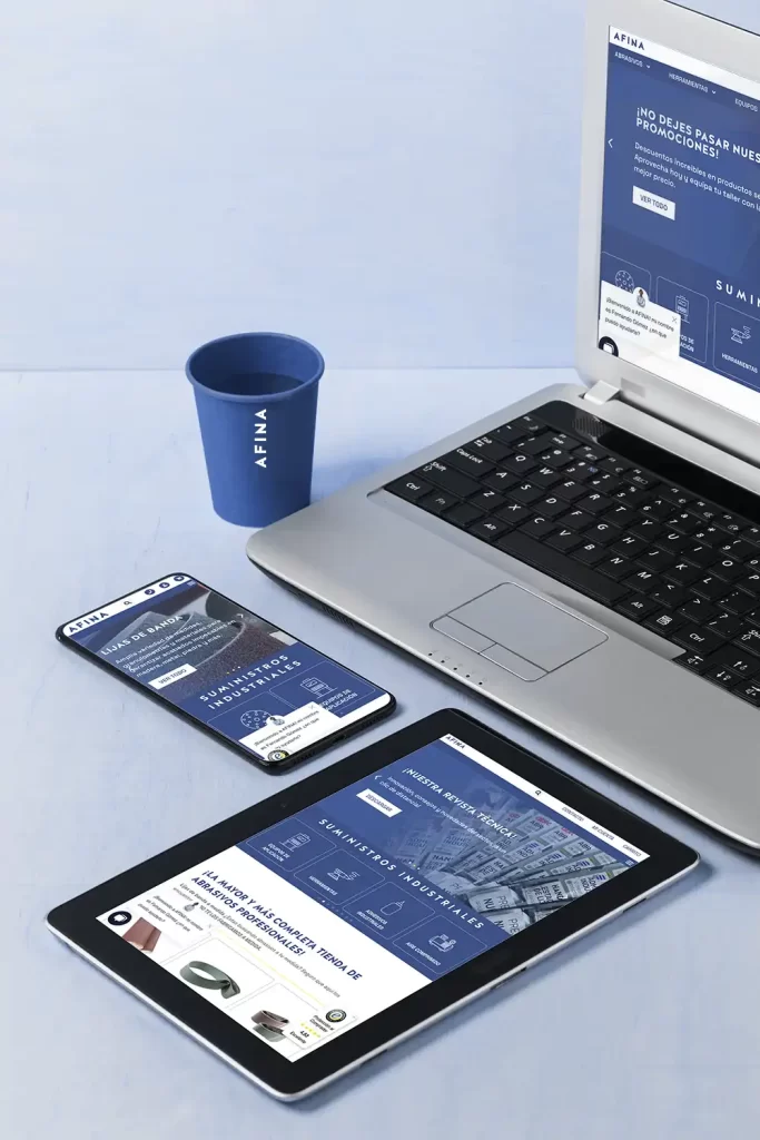 Varios dispositivos electrónicos con la web AFINA